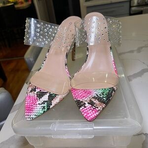 Stylish Multicolor Snake Print Heels